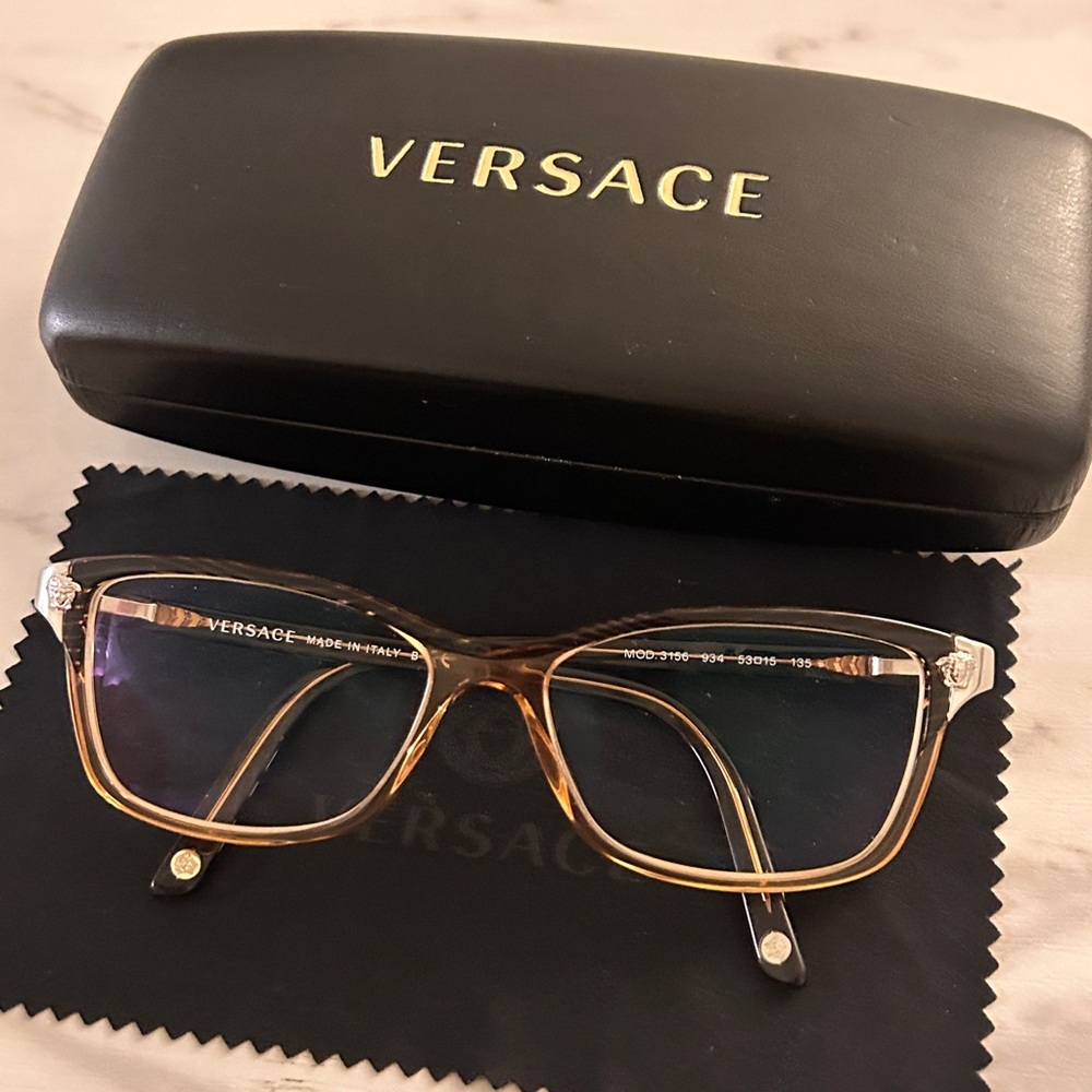 Versace Tortoise and Gold Frame Glasses